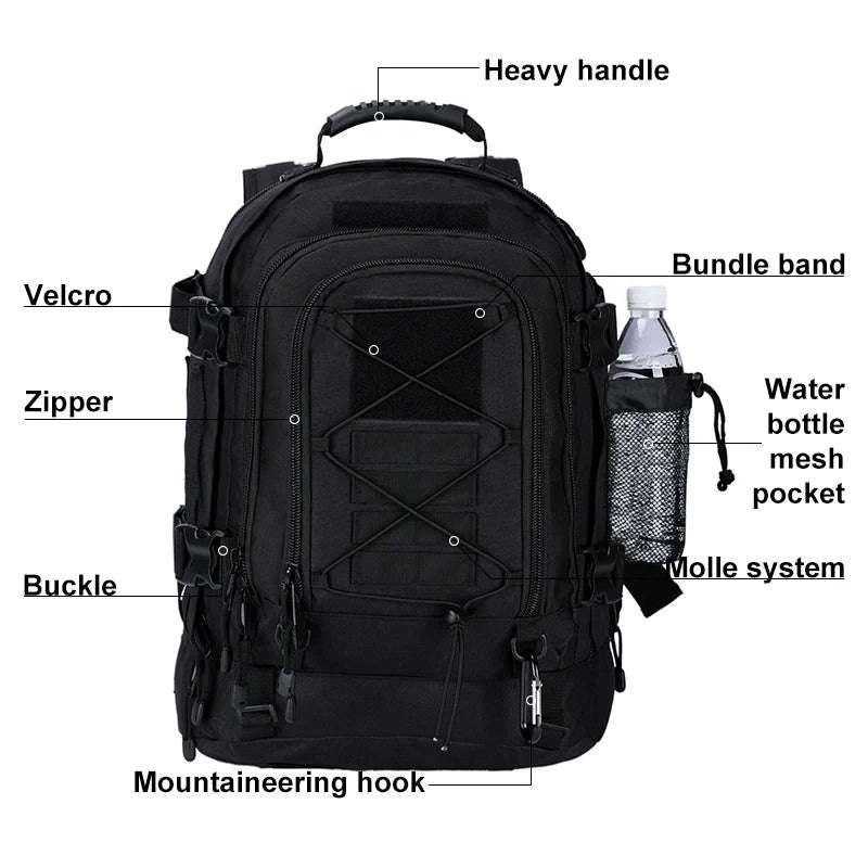 65L Tactical Military Backpack for Camping, Hiking & Travel-CP / United States