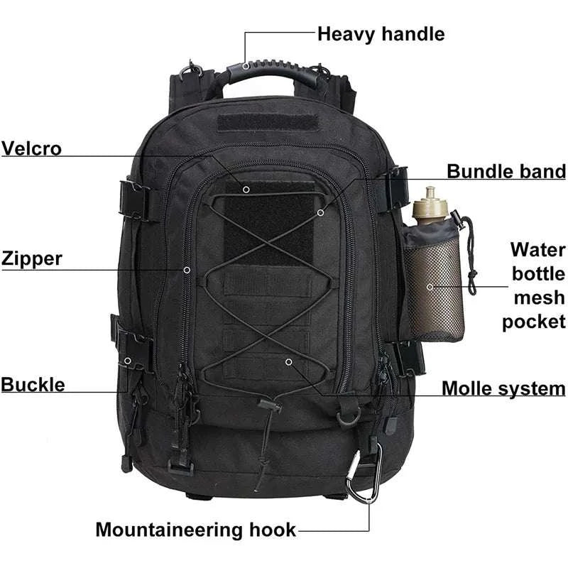 65L Tactical Military Backpack for Camping, Hiking & Travel-CP / United States