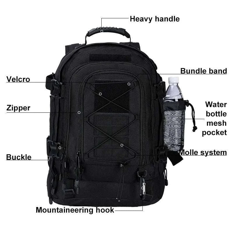 65L Tactical Military Backpack for Camping, Hiking & Travel-CP / United States