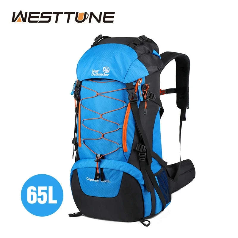65L Waterproof Climbing Backpack for Hiking and Camping-Gray