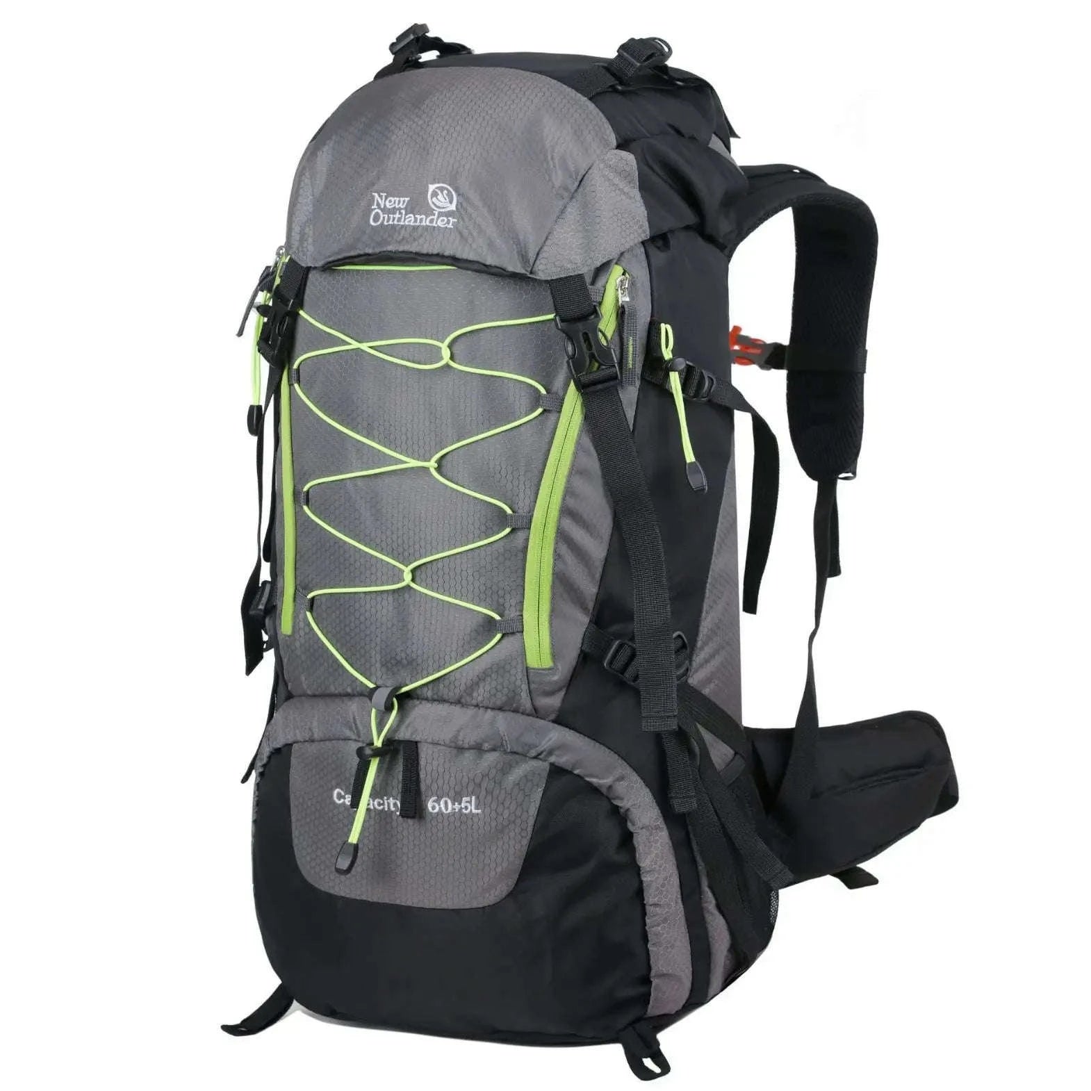 65L Waterproof Climbing Backpack for Hiking and Camping-Gray