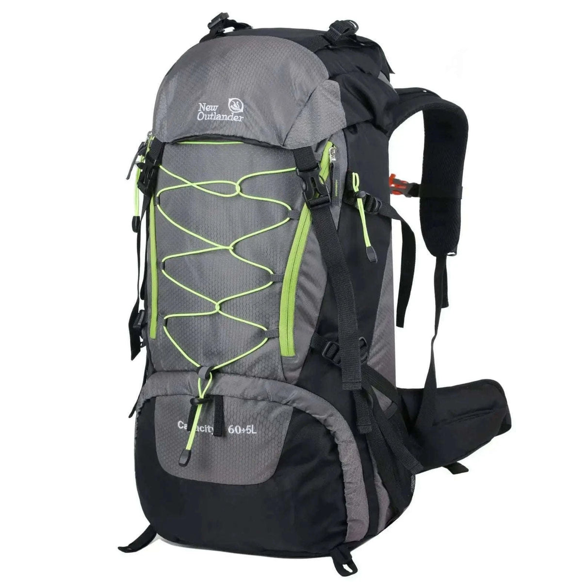 65L Waterproof Climbing Backpack for Hiking and Camping-Gray