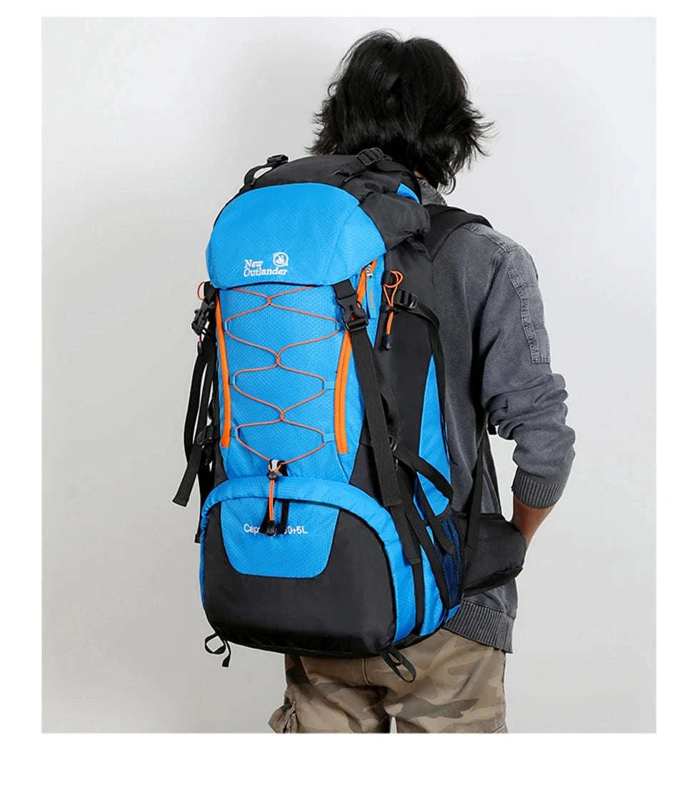 65L Waterproof Climbing Backpack for Hiking and Camping-Gray
