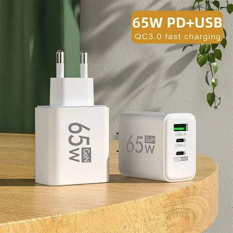 65W GaN Charger – Fast USB‑C Power for Phones, Laptops & Tablets-US White