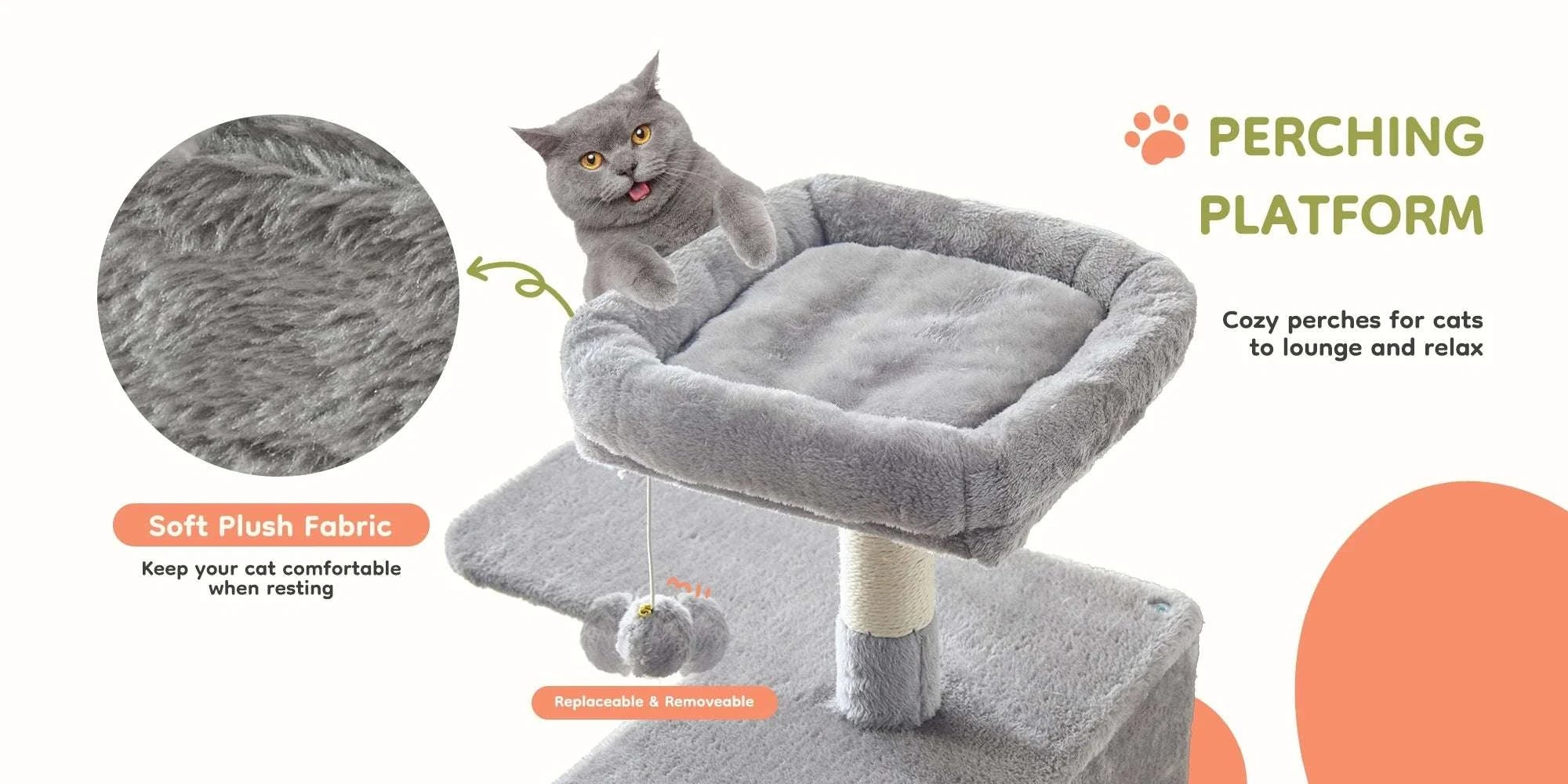 66-Inch Multi-Level Cat Tree Tower with Condo, Hammock & Scratching Posts-Beige / United States