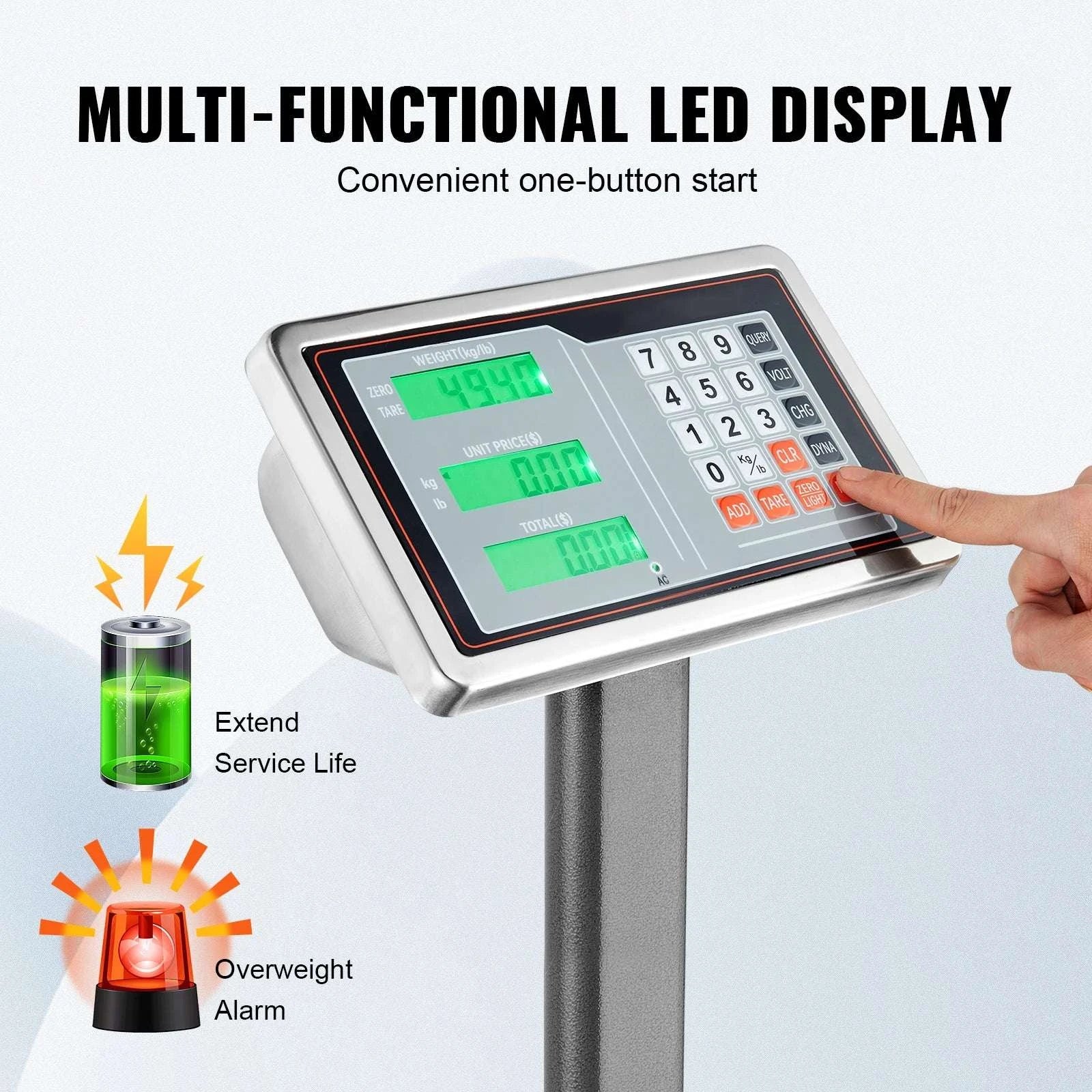 660 lbs Digital Platform Floor Scale with LED Display & Dual Power-660LBS / United States