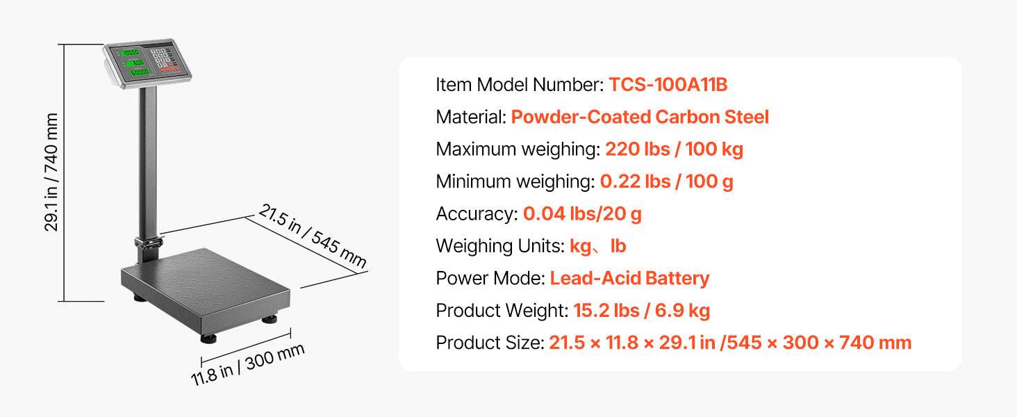 660 lbs Digital Platform Floor Scale with LED Display & Dual Power-660LBS / United States
