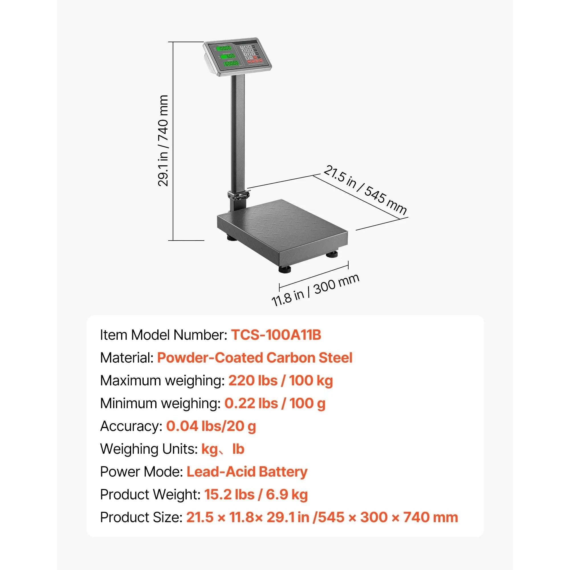 660 lbs Digital Platform Floor Scale with LED Display & Dual Power-660LBS / United States