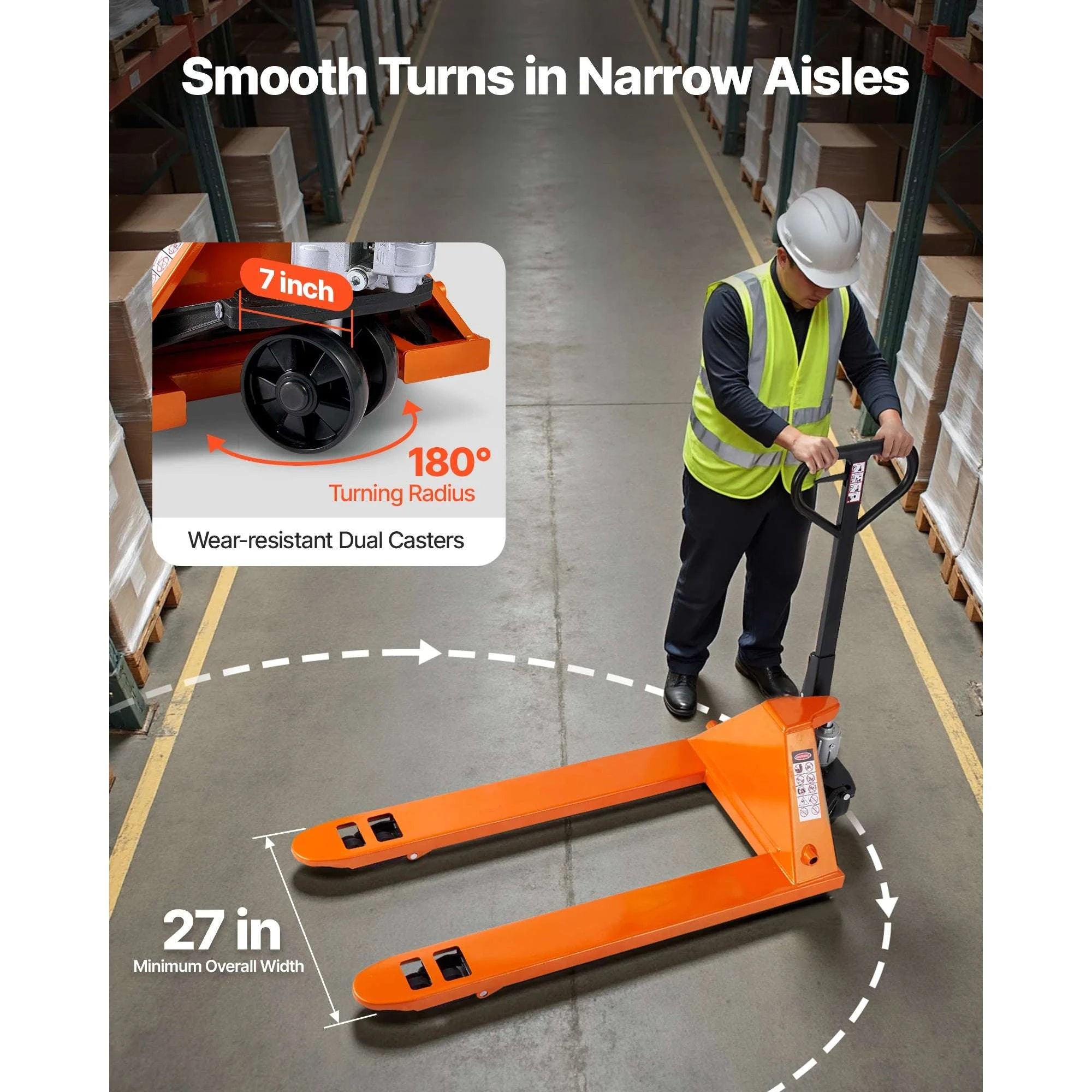 6600 lb Manual Pallet Jack 48x27 Forks Hydraulic Lift Truck-6600 lbs / United States