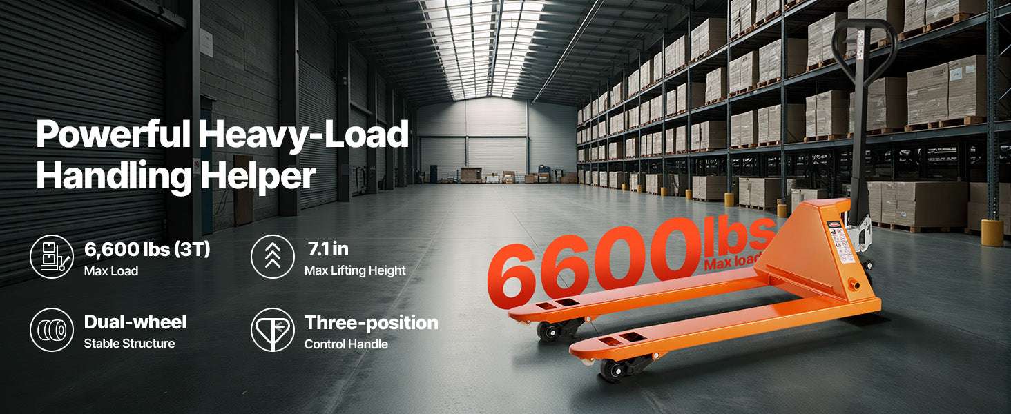 6600 lb Manual Pallet Jack 48x27 Forks Hydraulic Lift Truck-6600 lbs / United States