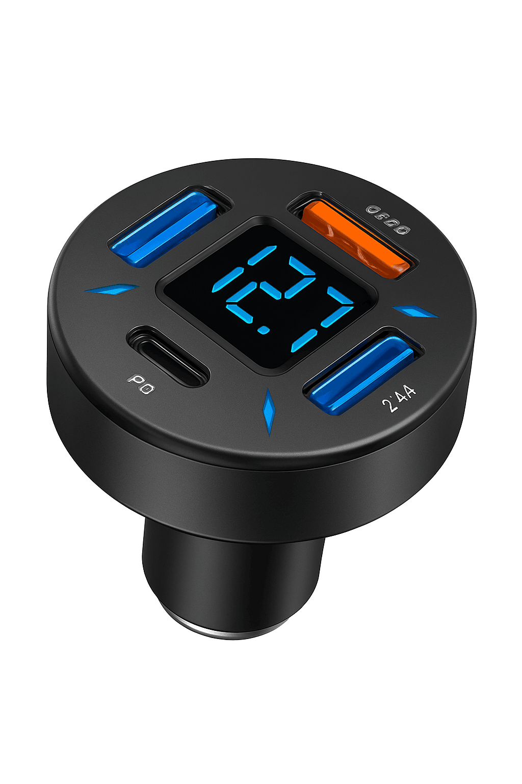 66W Car Charger with 4 USB Ports and Voltage Display-Super Charge 1PC