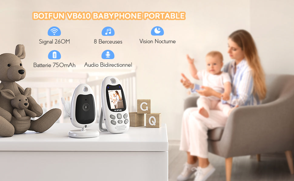 BOIFUN Baby Monitor Camera with Night Vision, VOX, and Temperature Sensor