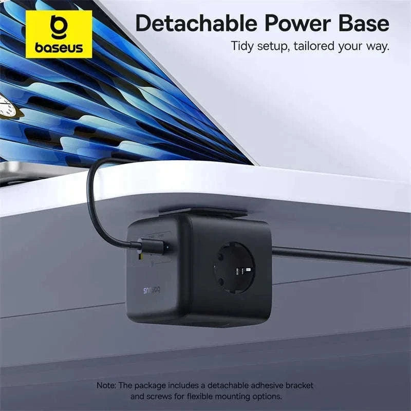 67W GaN Fast Charging Power Strip with 6 Ports and 3 AC Outlets-67W Black EU 220V