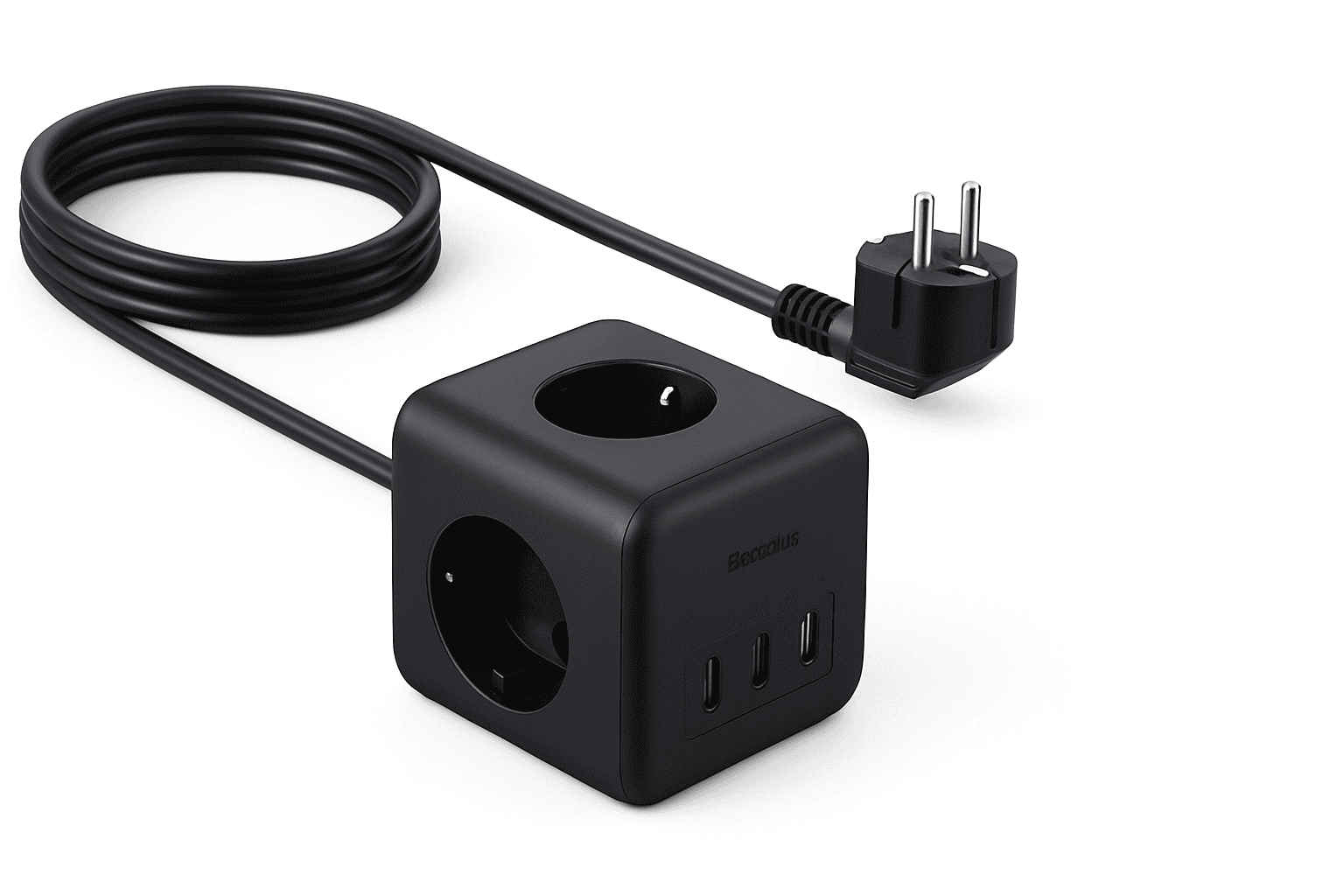 67W GaN Fast Charging Power Strip with 6 Ports and 3 AC Outlets-67W Black EU 220V