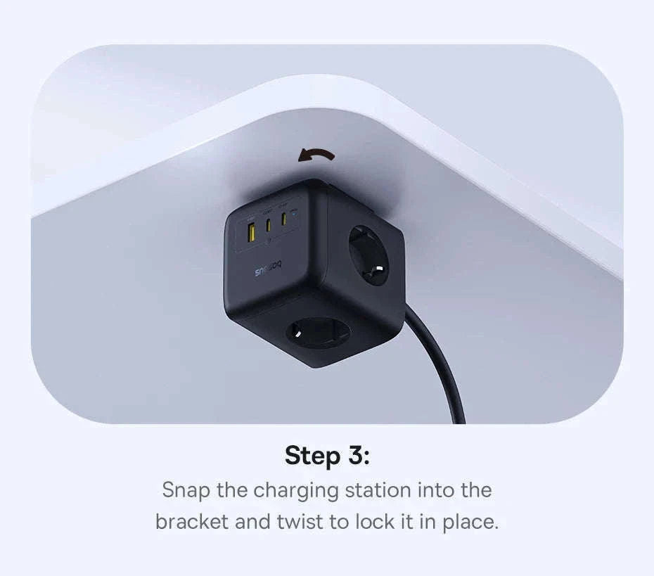 67W GaN Fast Charging Power Strip with 6 Ports and 3 AC Outlets-67W Black EU 220V