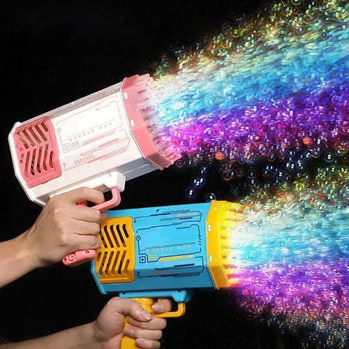 69-Hole Bubble Gun with Lights and Rechargeable Power-Rabbit