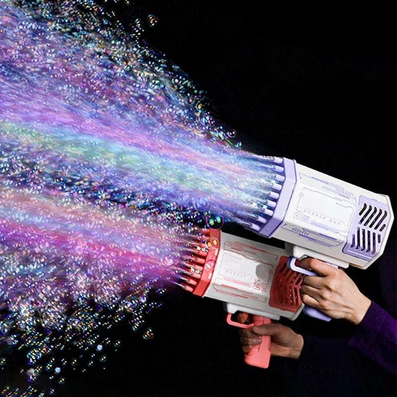 69-Hole Bubble Gun with Lights and Rechargeable Power-Rabbit