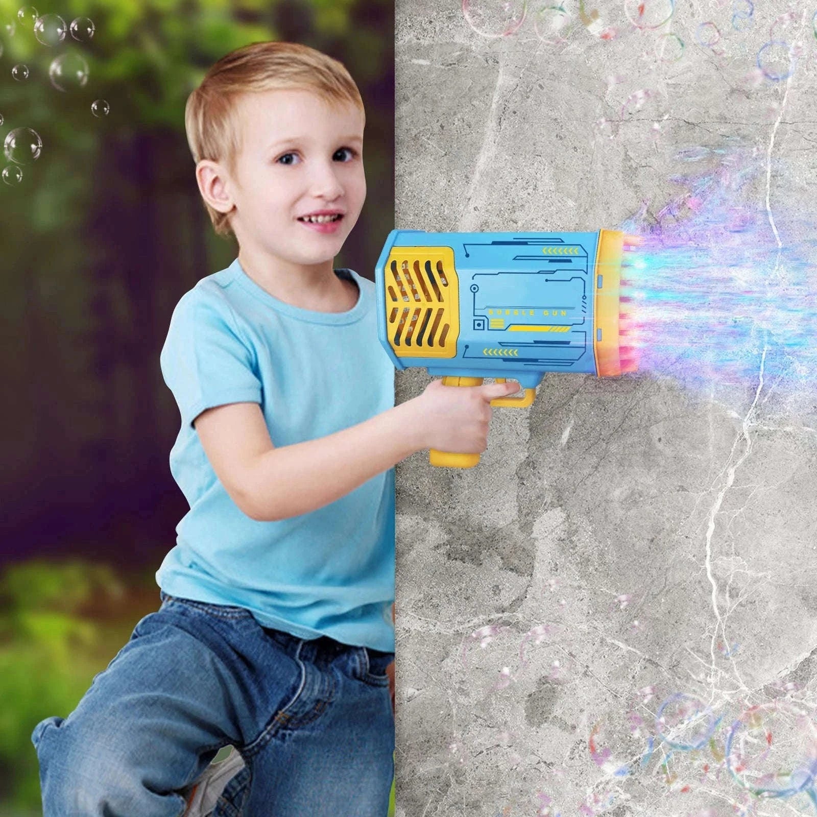 69-Hole Bubble Gun with Lights and Rechargeable Power-Rabbit