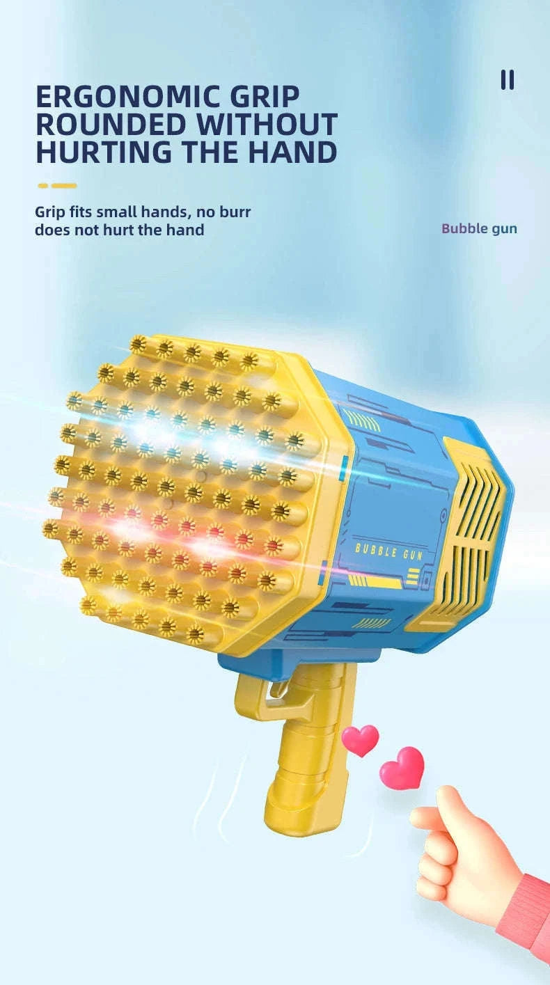 69-Hole Bubble Gun with Lights and Rechargeable Power-Rabbit