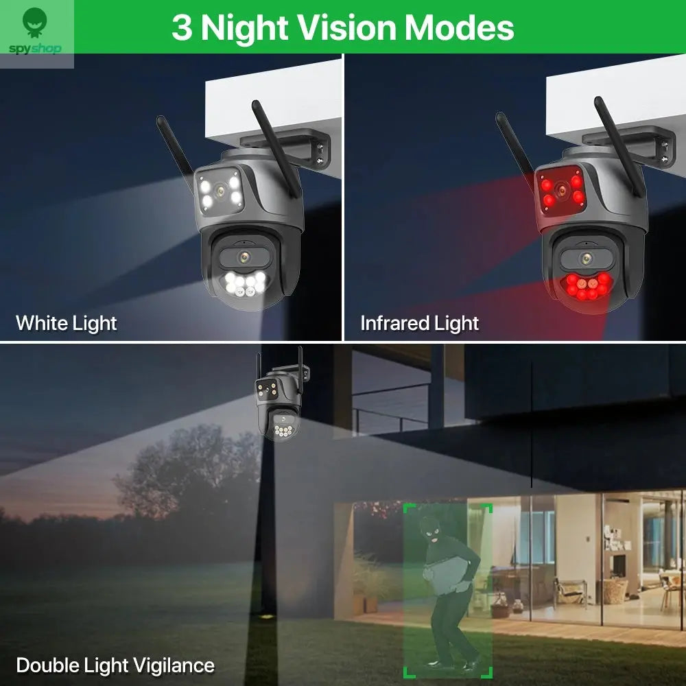 6K 9MP HD IP Camera Outdoor Three-Lens External WiFi Camera 4K/2K Dual Screen Security PTZ Cam Auto Tracking Surveillance iCSee Spy-shop.com
