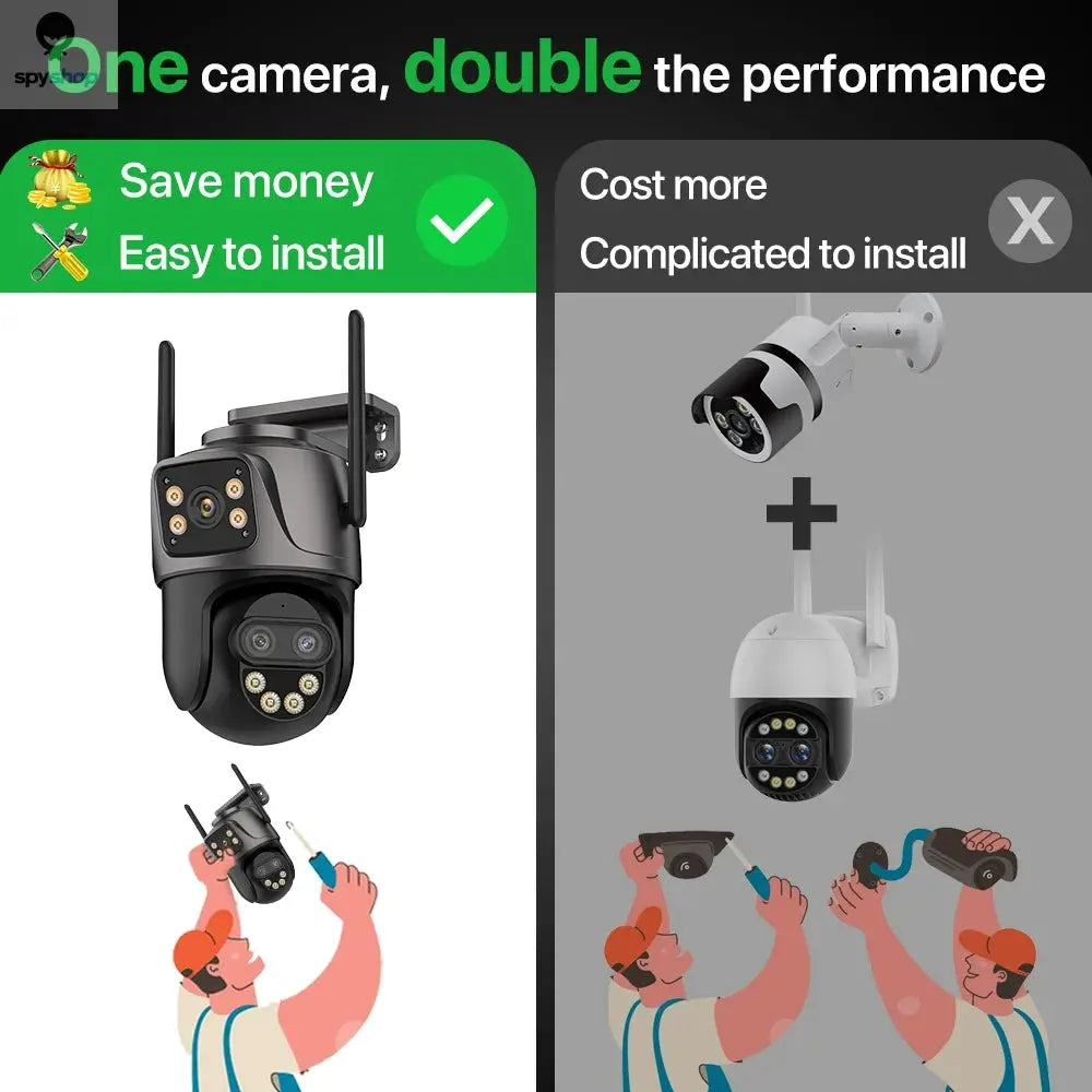 6K 9MP HD IP Camera Outdoor Three-Lens External WiFi Camera 4K/2K Dual Screen Security PTZ Cam Auto Tracking Surveillance iCSee Spy-shop.com