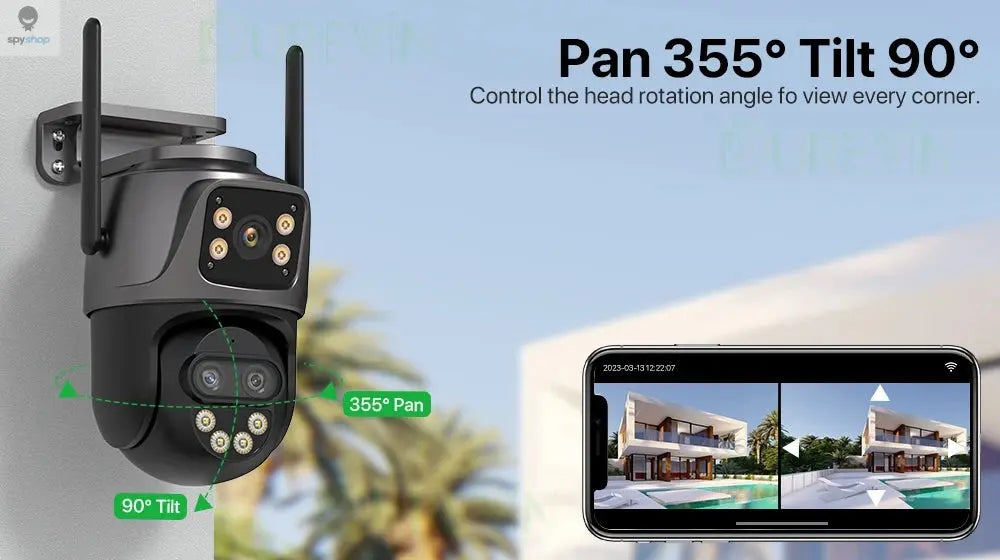 6K 9MP HD IP Camera Outdoor Three-Lens External WiFi Camera 4K/2K Dual Screen Security PTZ Cam Auto Tracking Surveillance iCSee Spy-shop.com