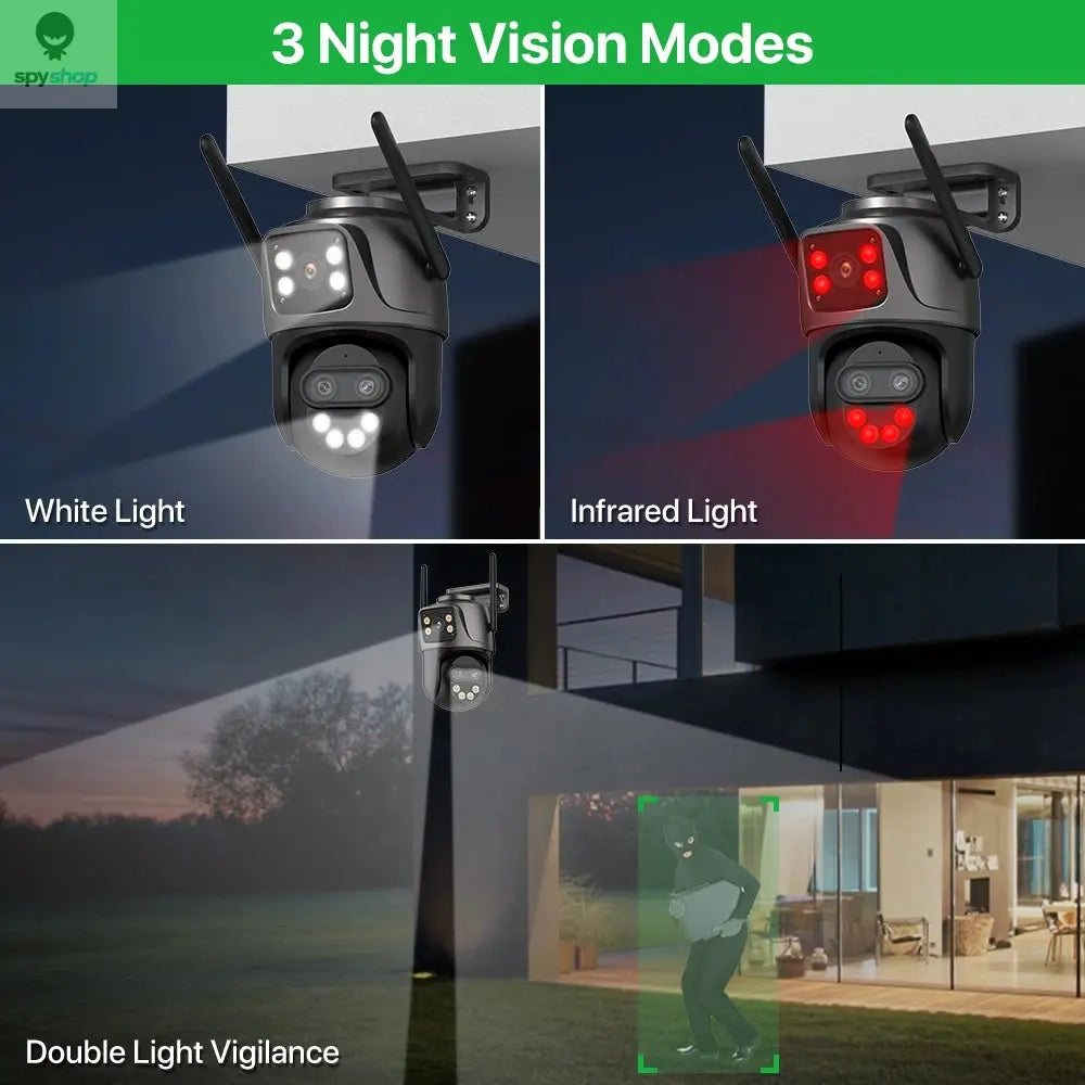 6K 9MP HD IP Camera Outdoor Three-Lens External WiFi Camera 4K/2K Dual Screen Security PTZ Cam Auto Tracking Surveillance iCSee Spy-shop.com