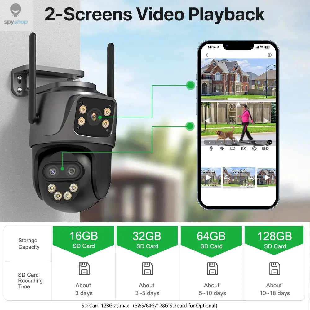 6K 9MP HD IP Camera Outdoor Three-Lens External WiFi Camera 4K/2K Dual Screen Security PTZ Cam Auto Tracking Surveillance iCSee Spy-shop.com