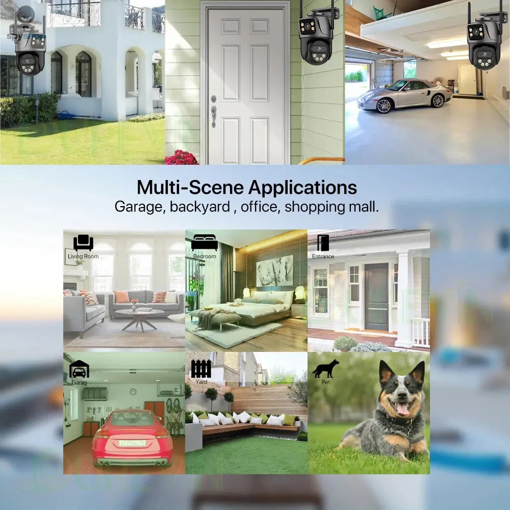 6K 9MP HD IP Camera Outdoor Three-Lens External WiFi Camera 4K/2K Dual Screen Security PTZ Cam Auto Tracking Surveillance iCSee Spy-shop.com