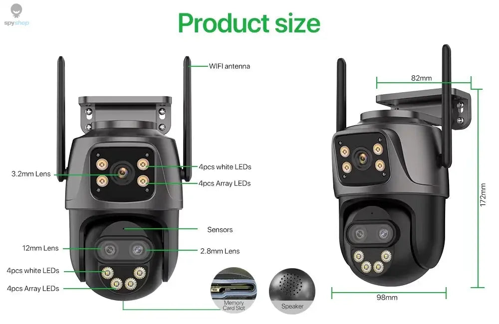 6K 9MP HD IP Camera Outdoor Three-Lens External WiFi Camera 4K/2K Dual Screen Security PTZ Cam Auto Tracking Surveillance iCSee Spy-shop.com