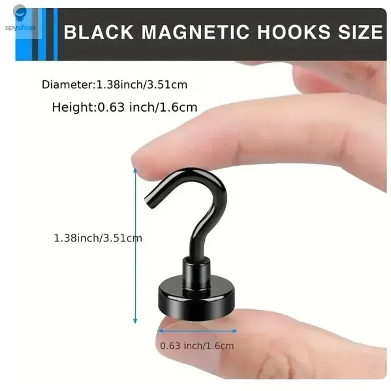 6Pcs Black Magnetic Hook 15 Lbs (Approx 7Kg) Indoor Hangings, Kitchens, Workplaces, Offices and Garages Spy-shop.com