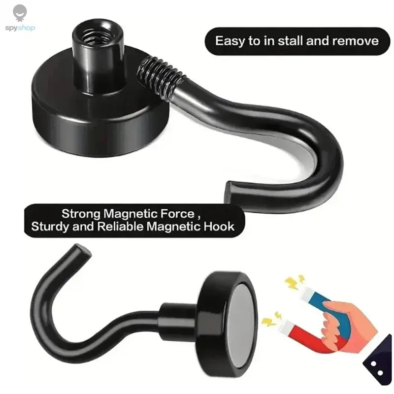 6Pcs Black Magnetic Hook 15 Lbs (Approx 7Kg) Indoor Hangings, Kitchens, Workplaces, Offices and Garages Spy-shop.com