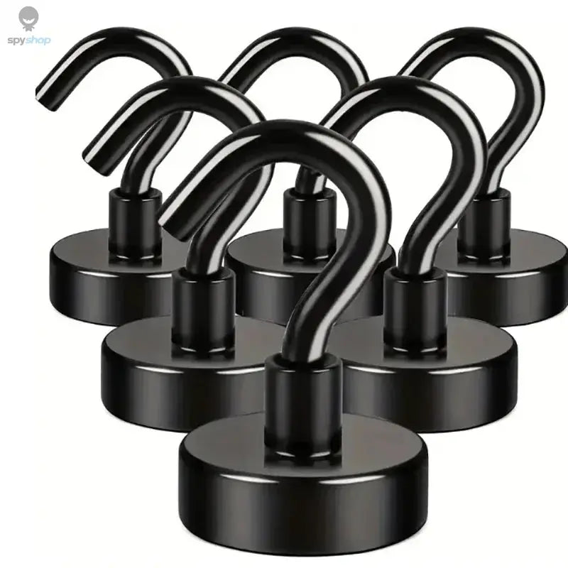 6Pcs Black Magnetic Hook 15 Lbs (Approx 7Kg) Indoor Hangings, Kitchens, Workplaces, Offices and Garages Spy-shop.com