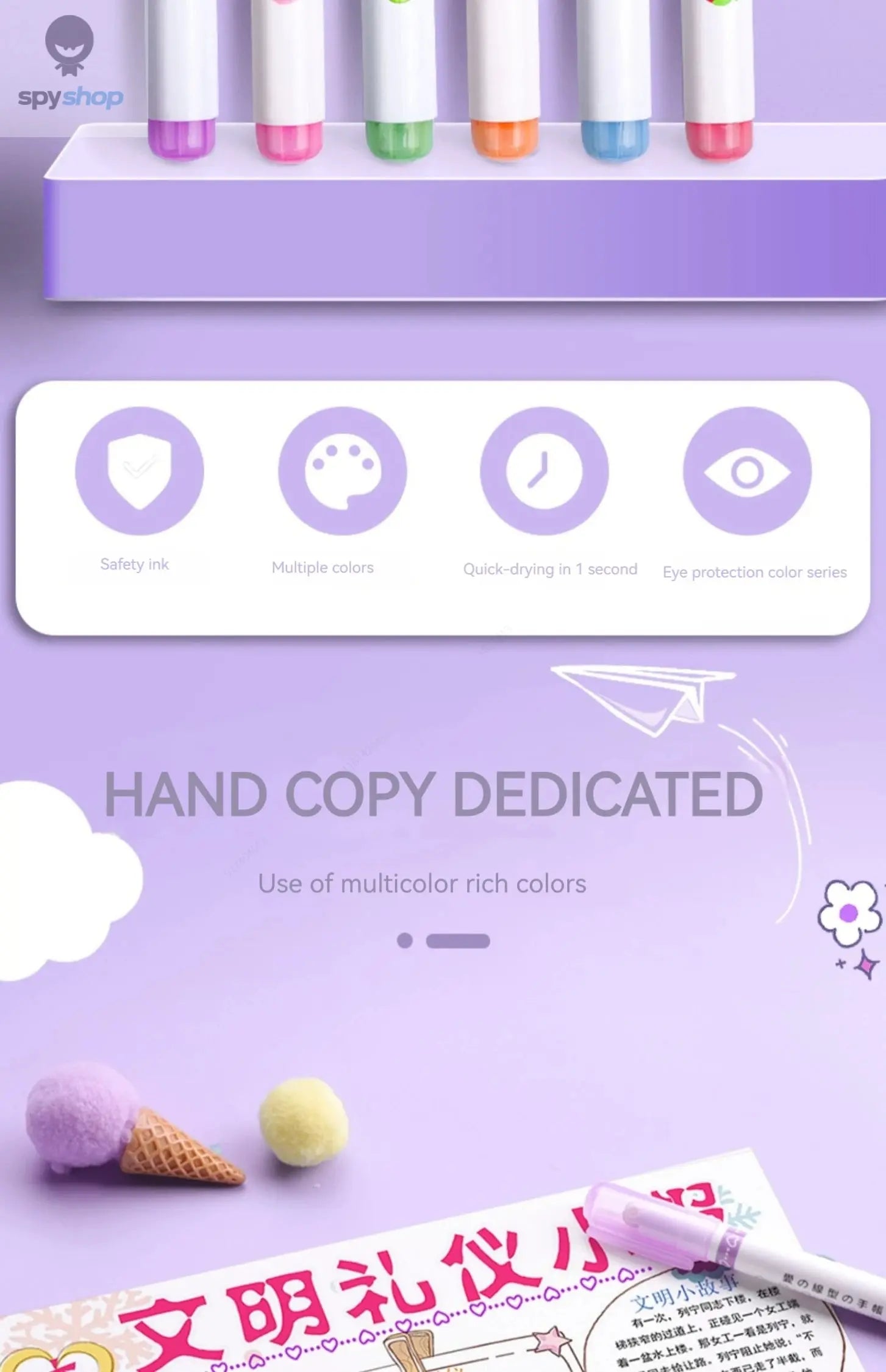 6Pcs/Set Flower Line Shape Highlighter Pen Roller Tip Curve Liner Marker Kawaii Korean Stationery School Office Supplies Gifts Spy-shop.com