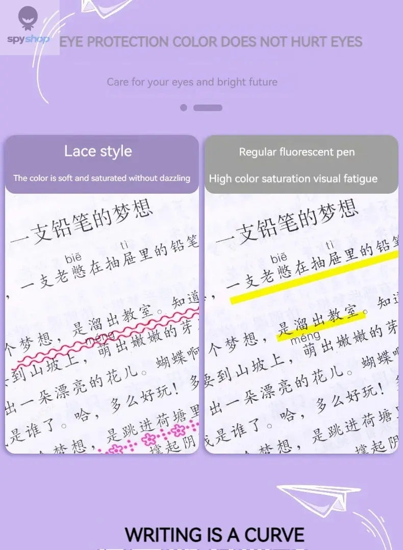 6Pcs/Set Flower Line Shape Highlighter Pen Roller Tip Curve Liner Marker Kawaii Korean Stationery School Office Supplies Gifts Spy-shop.com