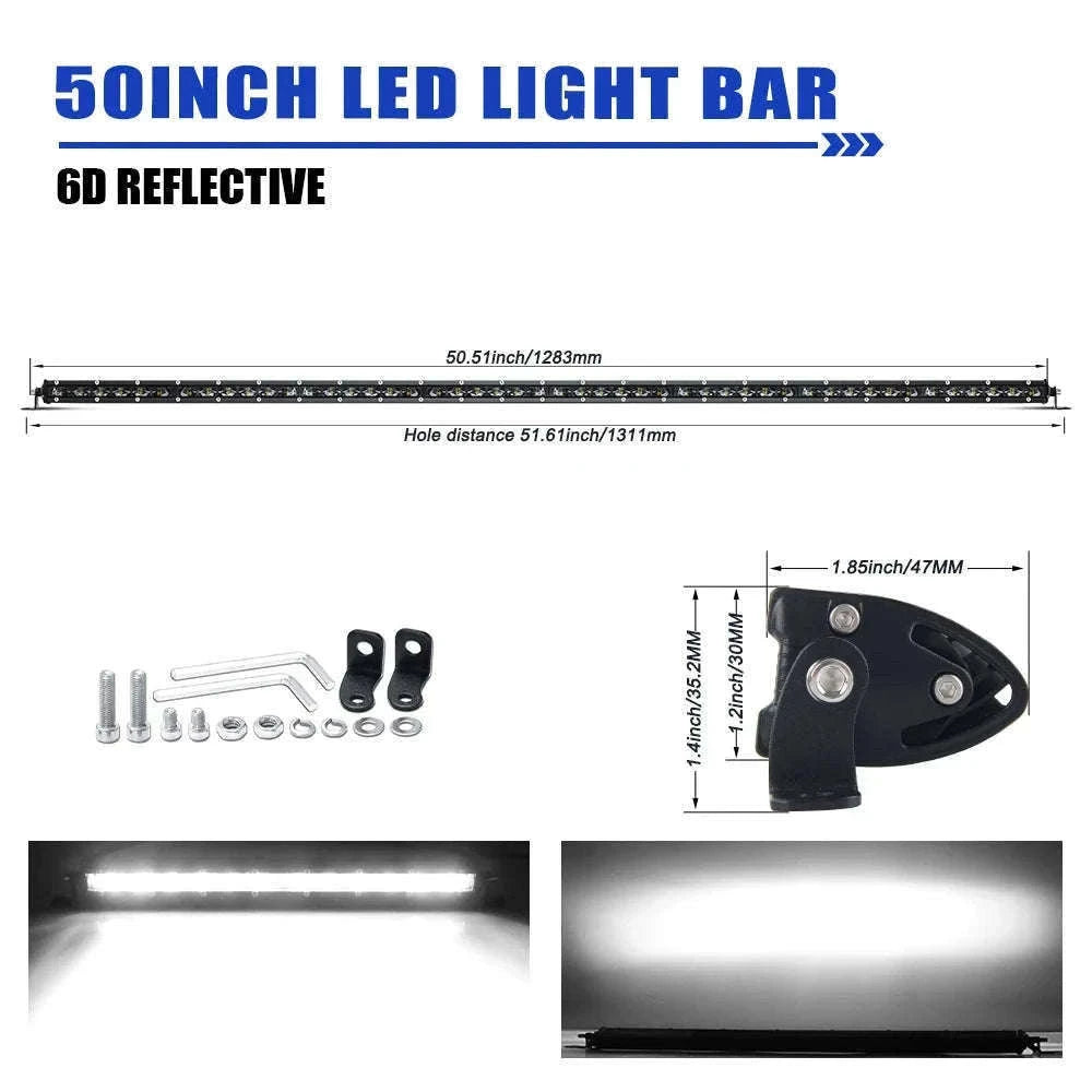 6D Ultra Slim Single Row LED Light Bar 6000K White-20inch 1pcs