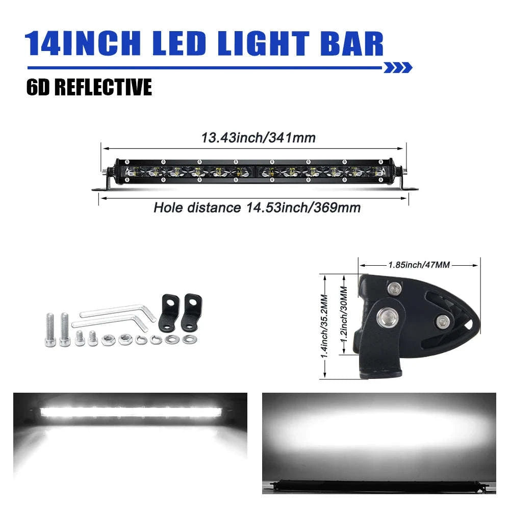 6D Ultra Slim Single Row LED Light Bar 6000K White-20inch 1pcs