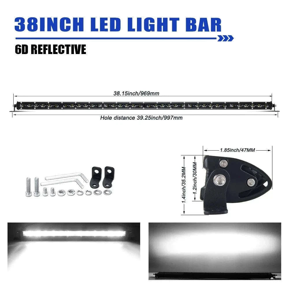 6D Ultra Slim Single Row LED Light Bar 6000K White-20inch 1pcs