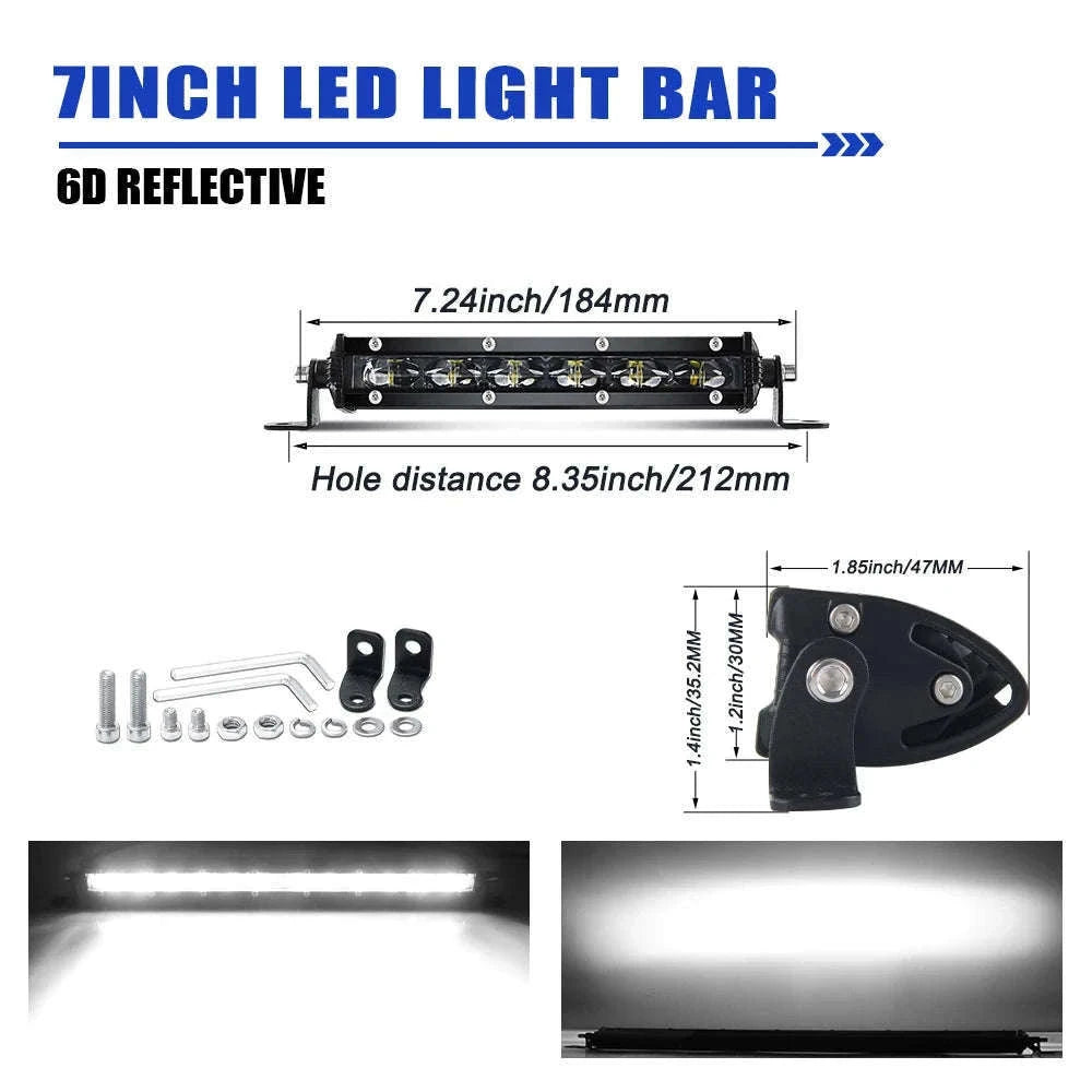 6D Ultra Slim Single Row LED Light Bar 6000K White-20inch 1pcs