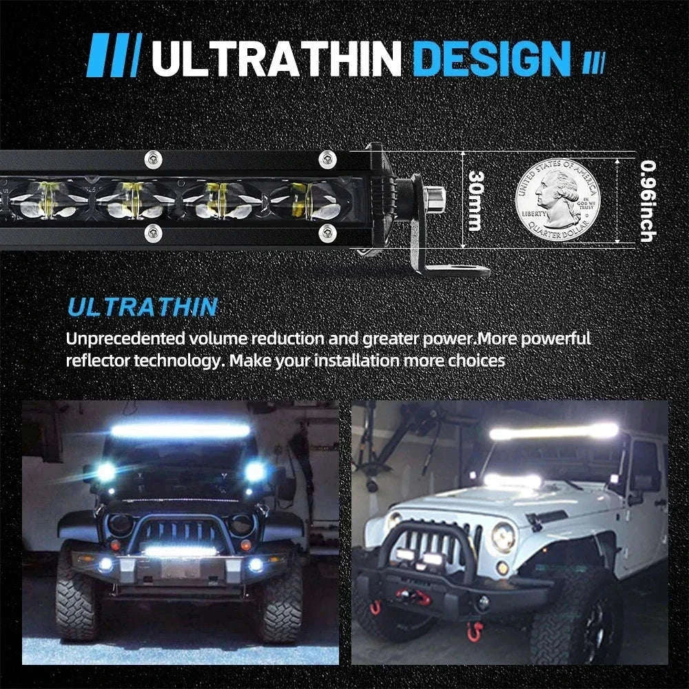 6D Ultra Slim Single Row LED Light Bar 6000K White-20inch 1pcs