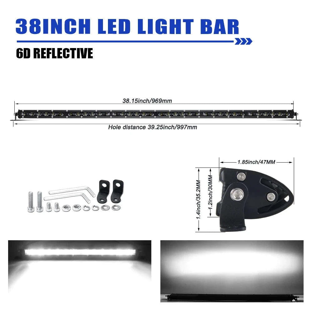 6D Ultra Slim Single Row LED Light Bar 6000K White for Off-Road Use-26inch 1pcs / China Mainland