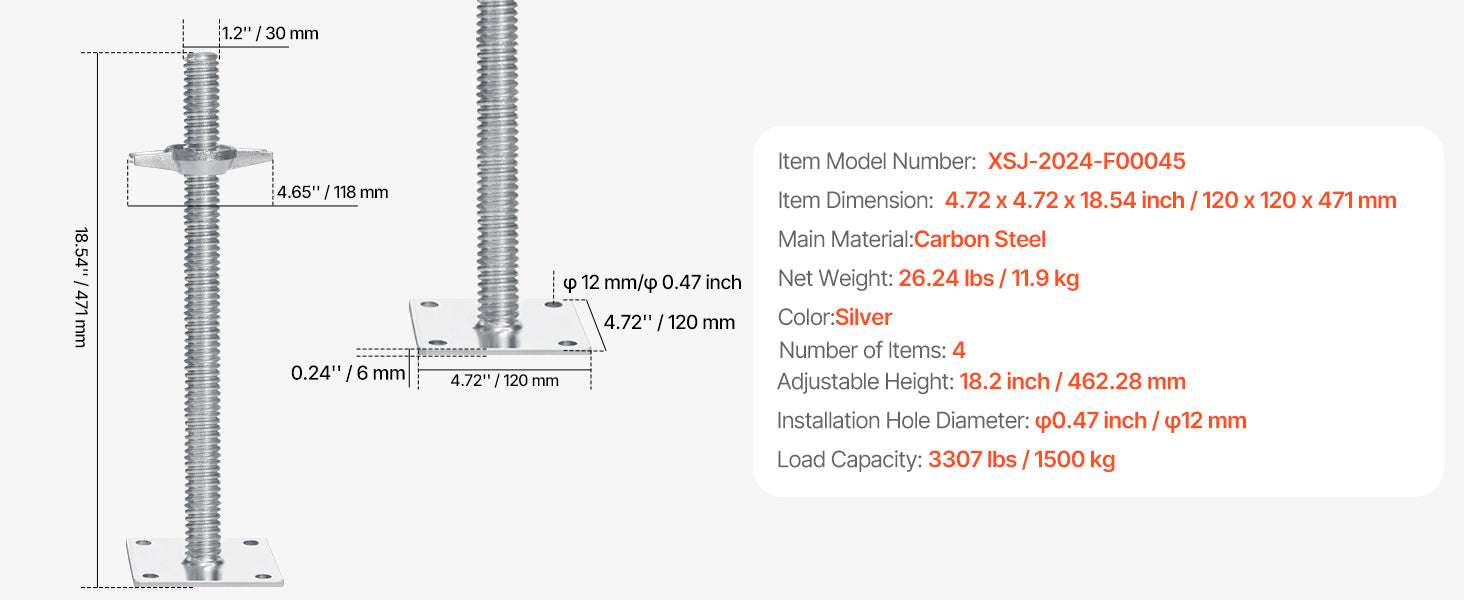 6ft Scaffolding Safety Guardrail System with Carbon Steel Frame-Leveling Jacks 4pcs / United States