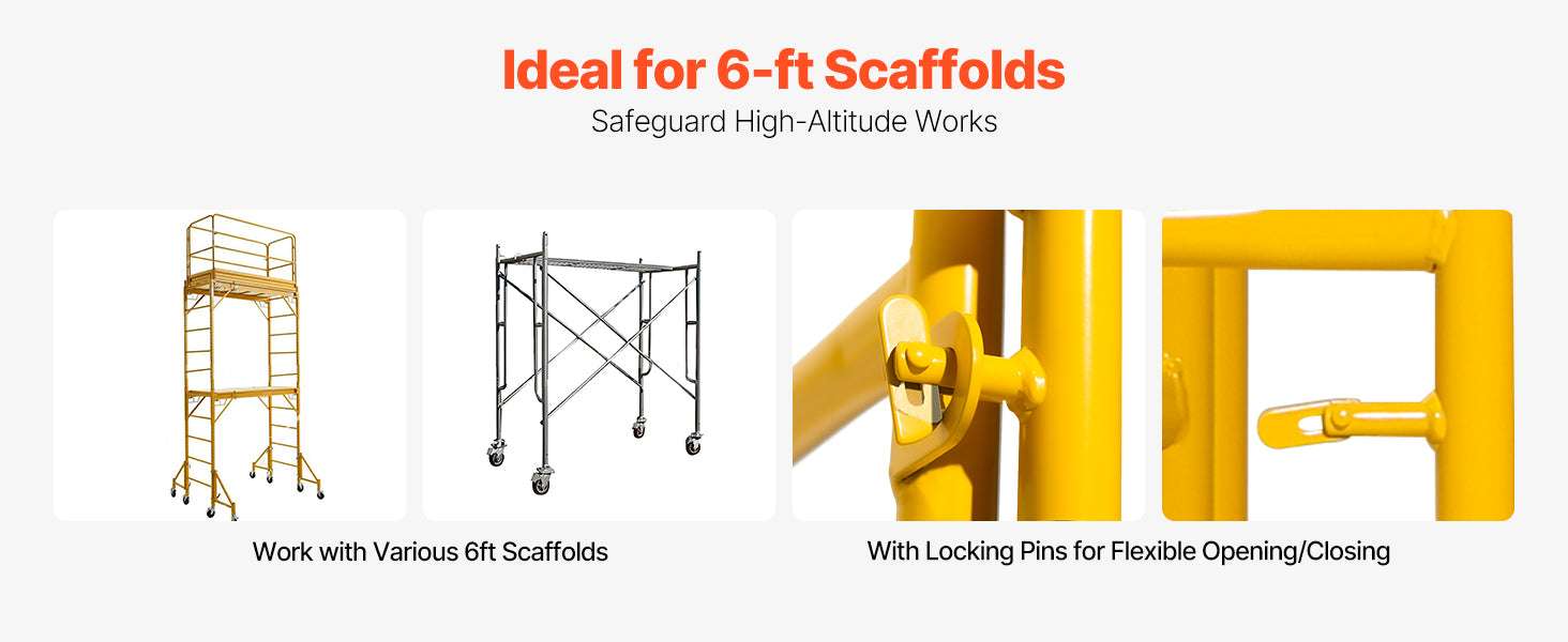 6ft Scaffolding Safety Guardrail System with Carbon Steel Frame-Leveling Jacks 4pcs / United States