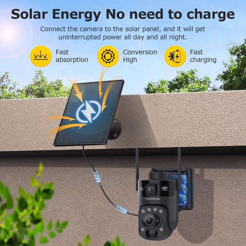 6K 12MP 4G/WiFi Solar Battery Security Camera 60X Zoom PTZ Outdoor-Black WIFI  32GB