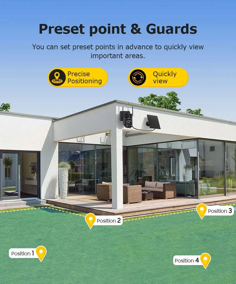 6K 12MP 4G/WiFi Solar Battery Security Camera 60X Zoom PTZ Outdoor-Black WIFI  32GB