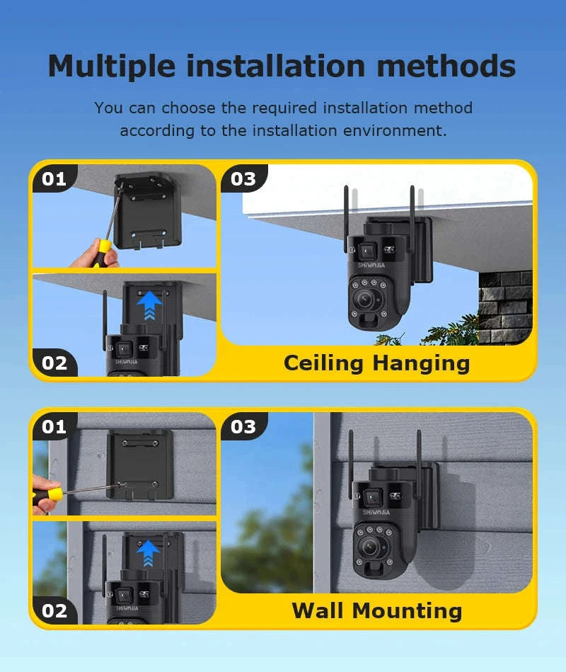 6K 12MP 4G/WiFi Solar Battery Security Camera 60X Zoom PTZ Outdoor-Black WIFI  32GB