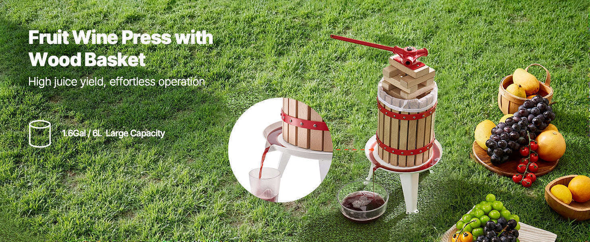 6L-18L Fruit Wine Manual Press Solid Wood Basket Juice Maker-12L / france
