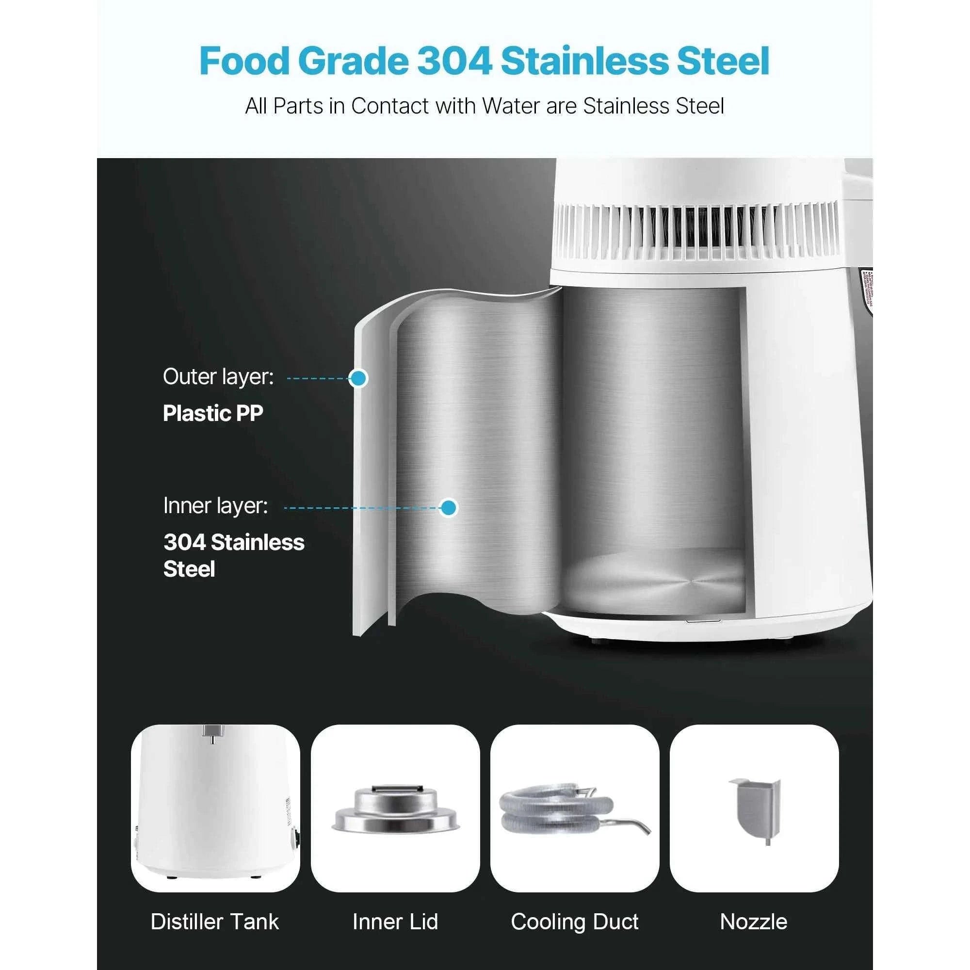 6L Countertop Water Distiller 900W White-6L White / United States
