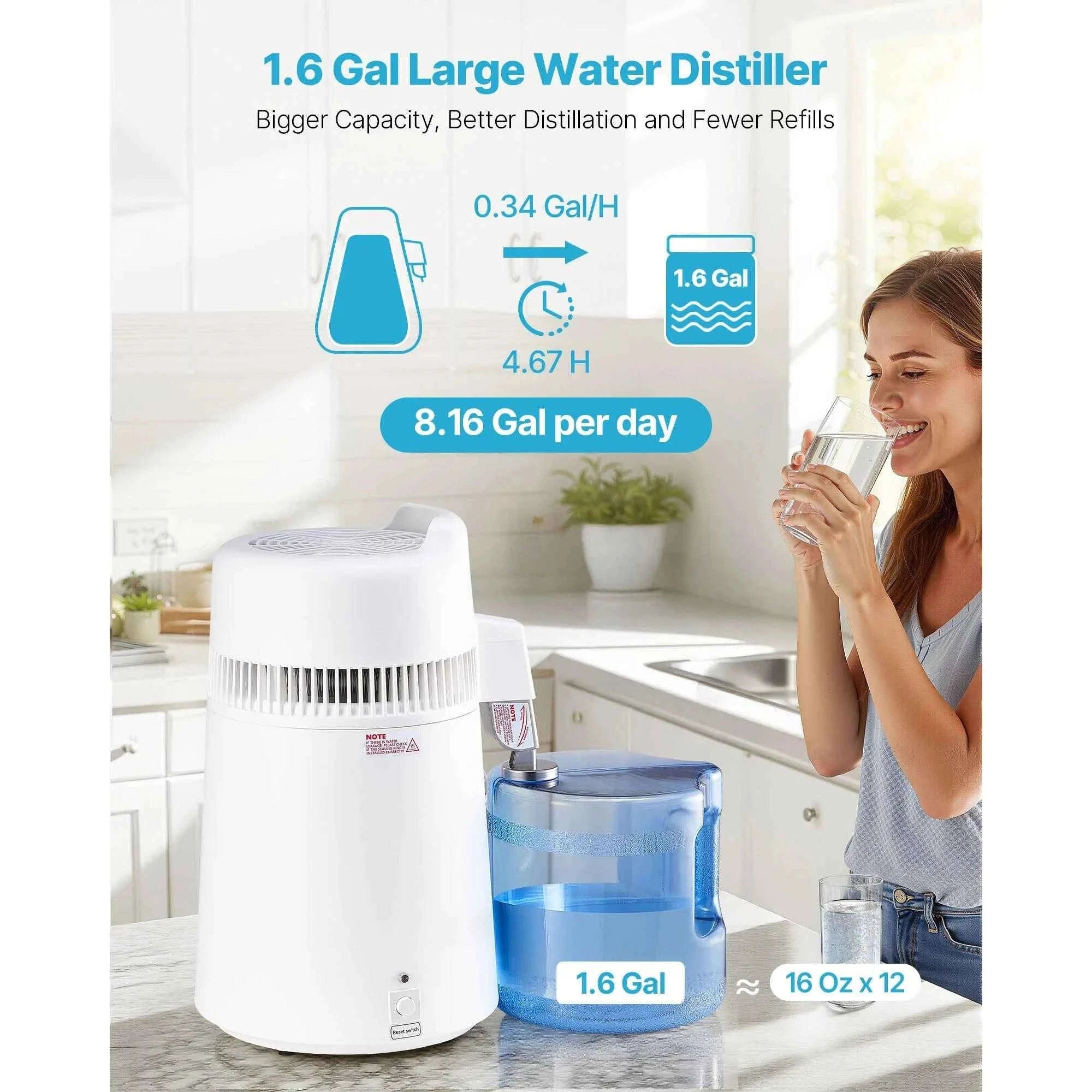 6L Countertop Water Distiller 900W White-6L White / United States