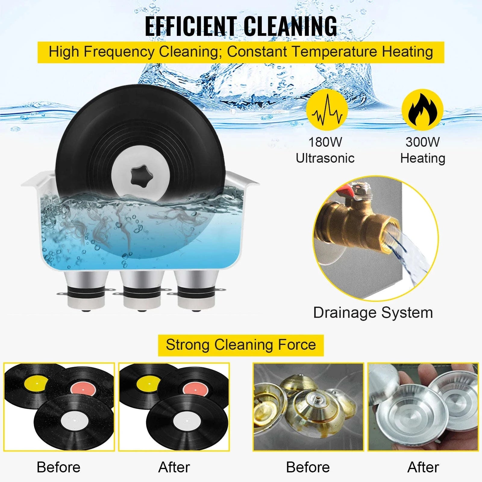 6L Ultrasonic Record Cleaner with Knob Control-spain